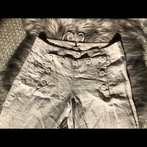 J. Crew Linen Tan Sailor Button Pants